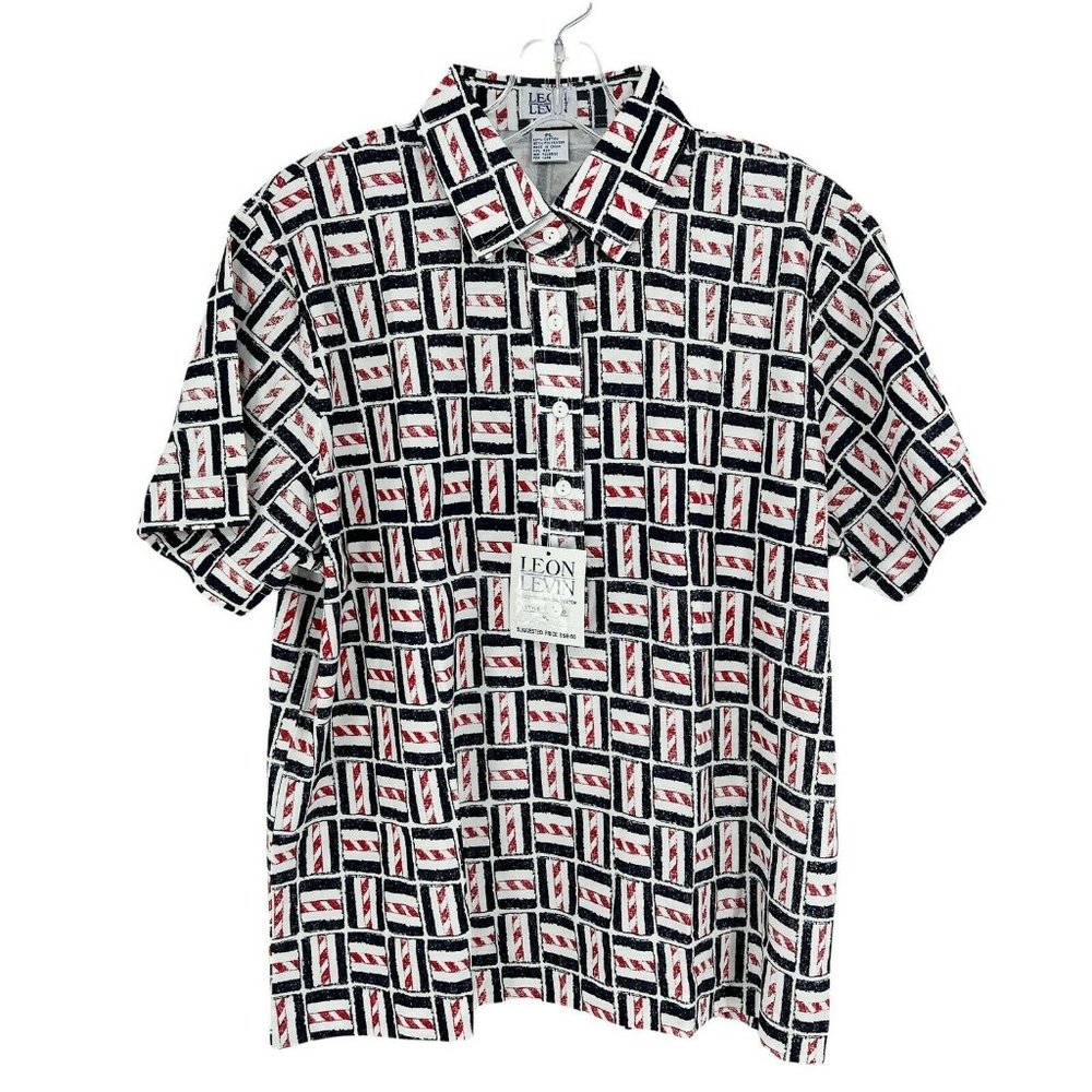 New Leon Levine Polo Shirt Women's PL Short Sleeve Blouse Candy Cane Str…